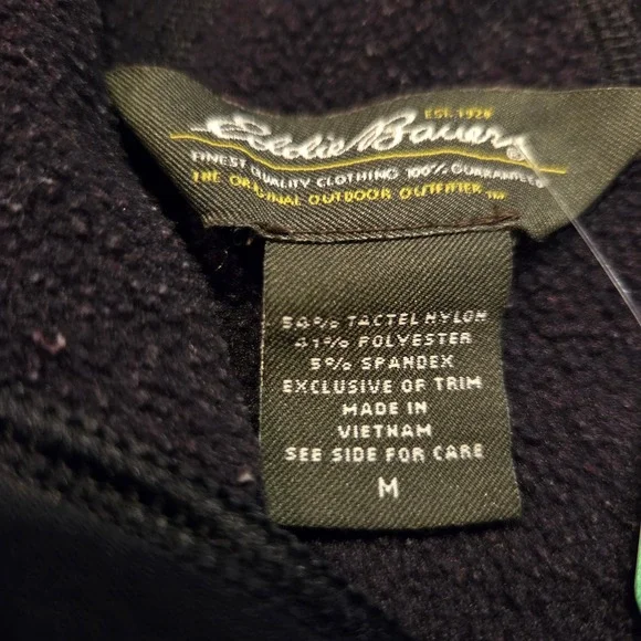 Eddie Bauer Womens Size Medium Black Full Zip Fleece Lined Hoodie Jacket - Picture 6 of 10